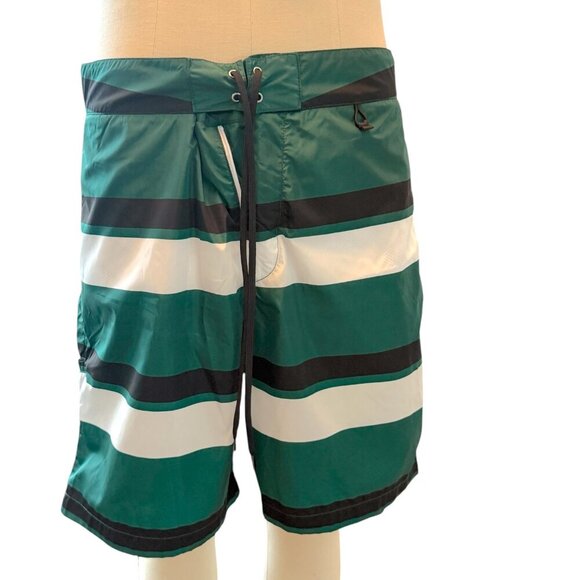 PRADA UB334 Men's Green Boxer Baiadera Striped Swim Suit Sz. 50 (34") & 46 (32") - Picture 2 of 16